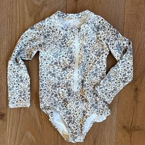 Rylee + Cru Gray Floral Kids Rashguard